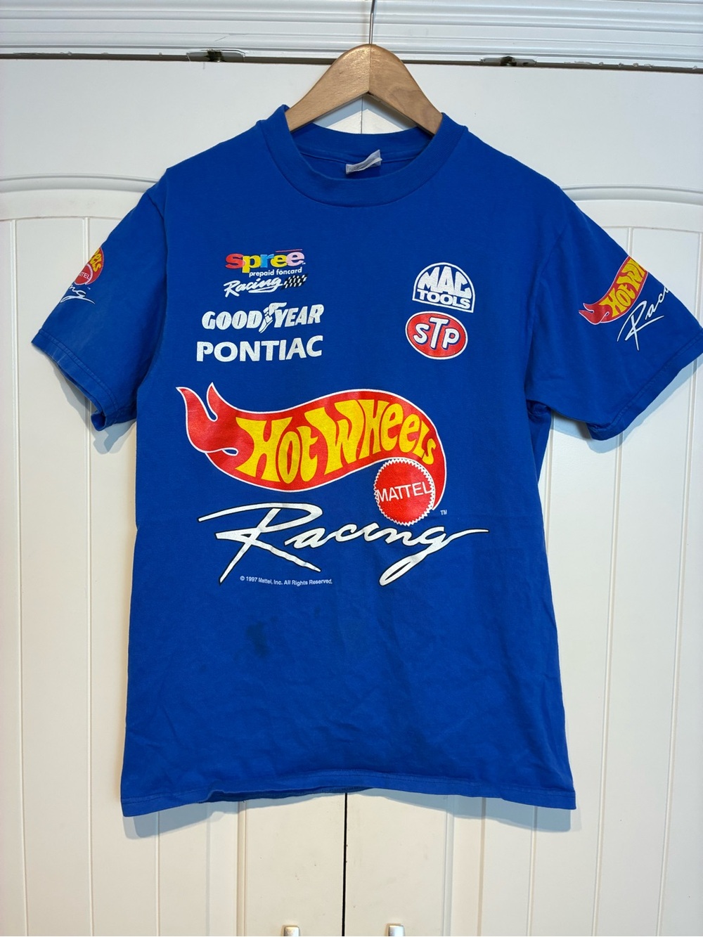 Hot Wheels Racing Blue Kids Graphic Tee Size M